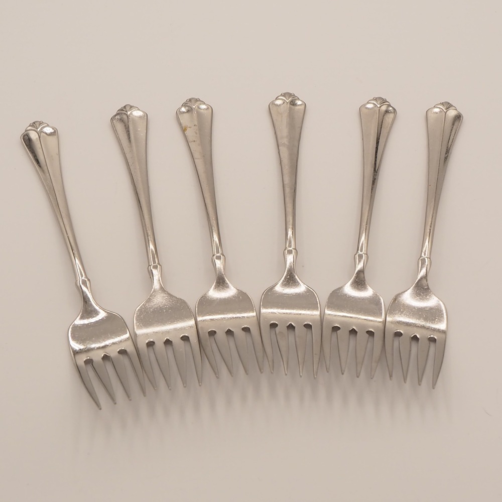 Onieda Juilliard Cube Heirloom Glossy Stainless Flatware Set of 6 Salad Forks